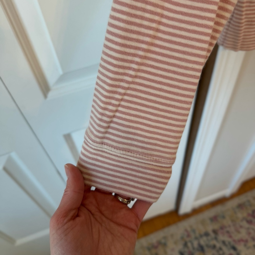Lauren Ralph Lauren Women’s Pink &. White Striped Long Sleeve Size M 100% Cotton - Picture 5 of 10